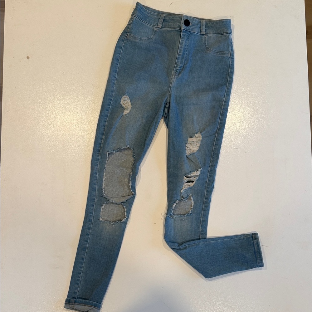 FITJEANS Women's Distressed Skinny Jeans in Blue
